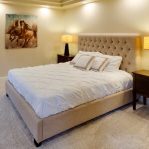 beige bed with white mattress