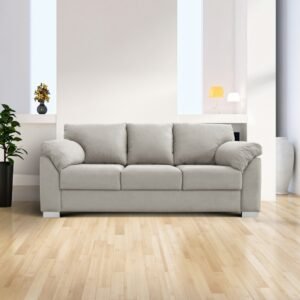 A light grey sofa in a modern living room.